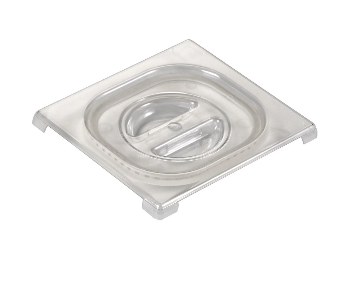 Transparenter GN Deckel 1/6 aus Polycarbonat mit Silikondichtung, passend für Gastronorm-Schalen aus Edelstahl oder Polypropylen.