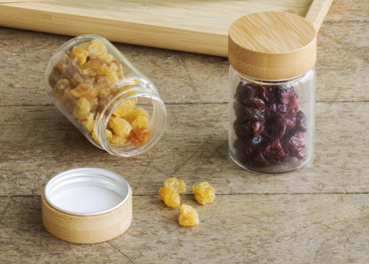 3er Set Pebbly Vorratsglas mit Bambusdeckel 75ml in Braun präsentiert im Onlineshop von KAQTU Design AG. Aufbewahrungsdose ist von Pebbly