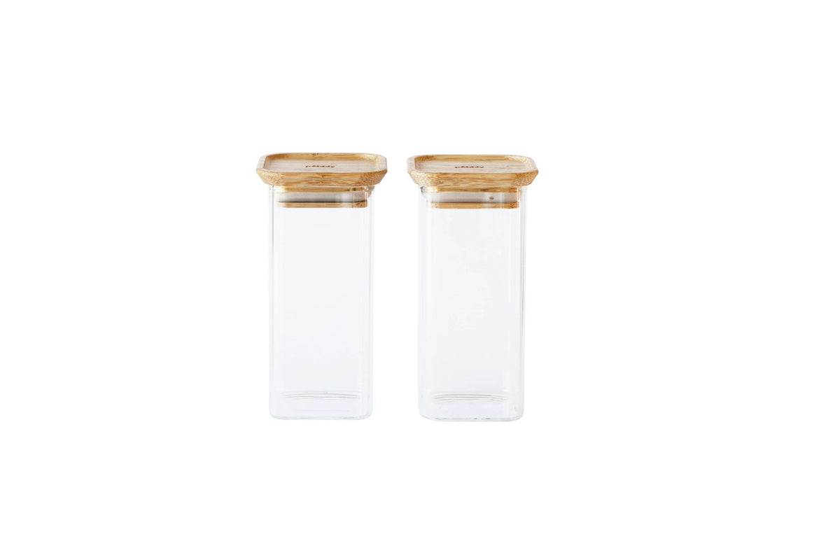 2er Set Pebbly Vorratsglas mit Bambusd. S 32cl in Transparent präsentiert im Onlineshop von KAQTU Design AG. Aufbewahrungsdose ist von Pebbly