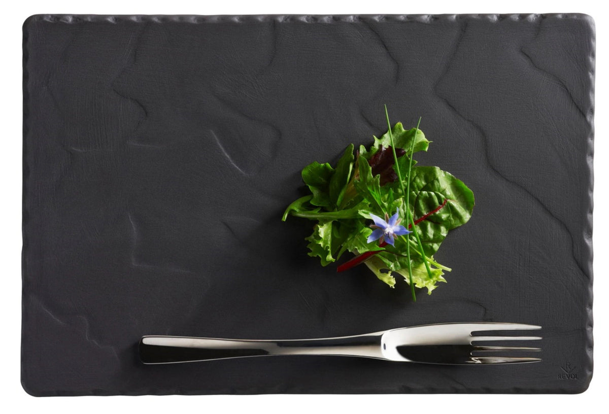 Teller rechteckig, 30x20 cm, Schiefer-Stil in Silber präsentiert im Onlineshop von KAQTU Design AG. Teller ist von Revol
