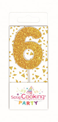 Mini Kerze Nummer 6 gold