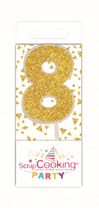 Mini Kerze Nummer 8 gold
