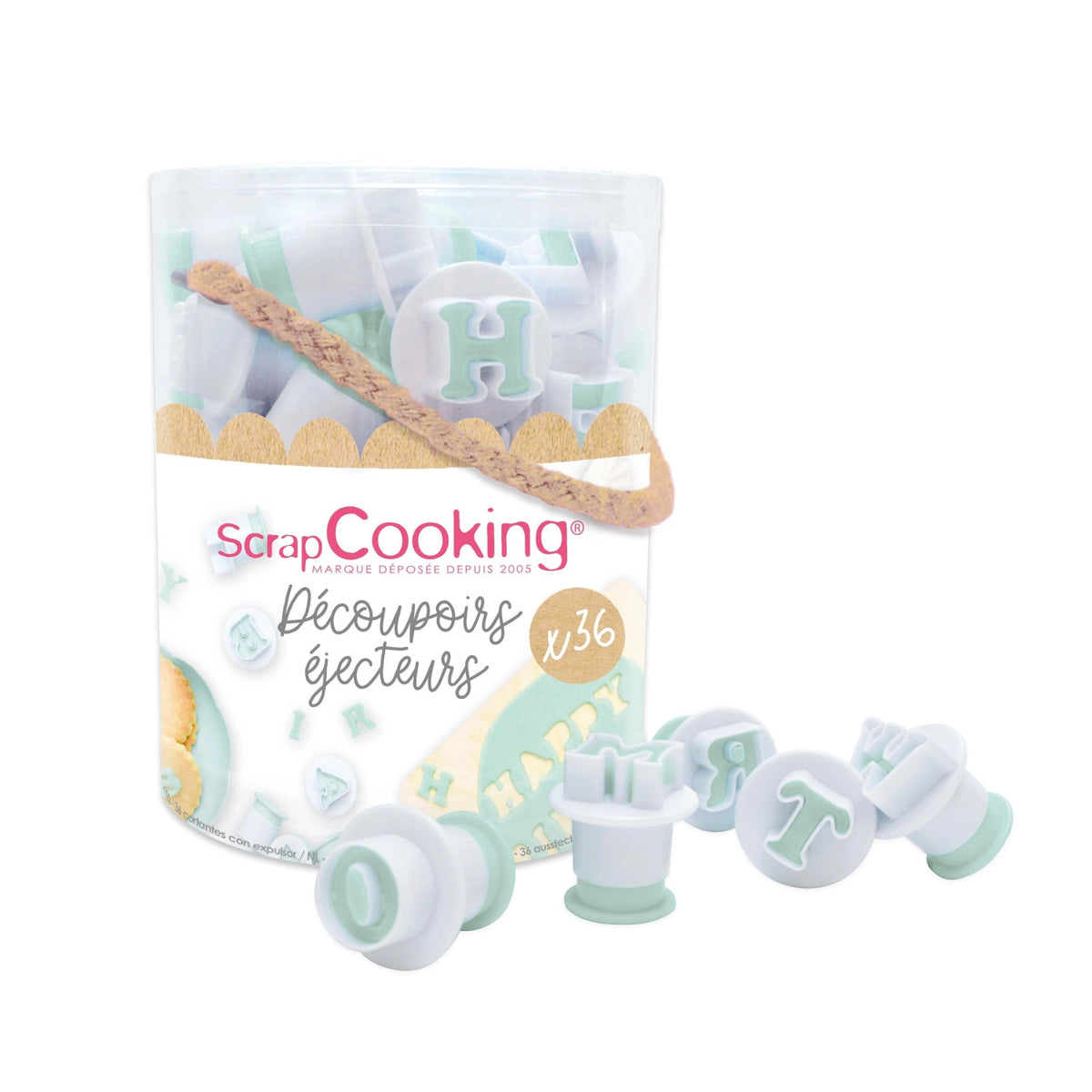 36-tlg. Set Stempelschneider Buchstaben und Zahlen in Mehrfarbig präsentiert im Onlineshop von KAQTU Design AG. Küchenhelfer ist von Scrap Cooking
