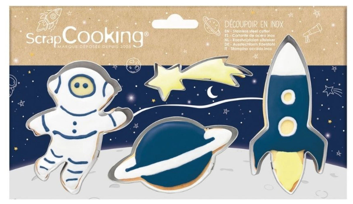 4-tlg. Set Ausstechformen Space in Silber präsentiert im Onlineshop von KAQTU Design AG. Ausstecher ist von Scrap Cooking