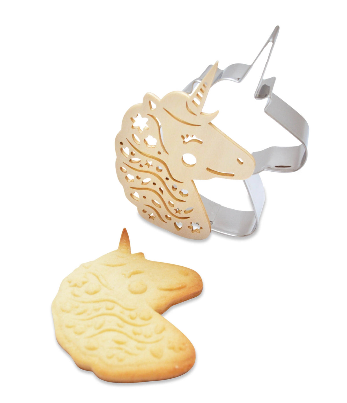 Ausstechform u. Holzpräger Einhorn in Silber präsentiert im Onlineshop von KAQTU Design AG. Ausstecher ist von Scrap Cooking