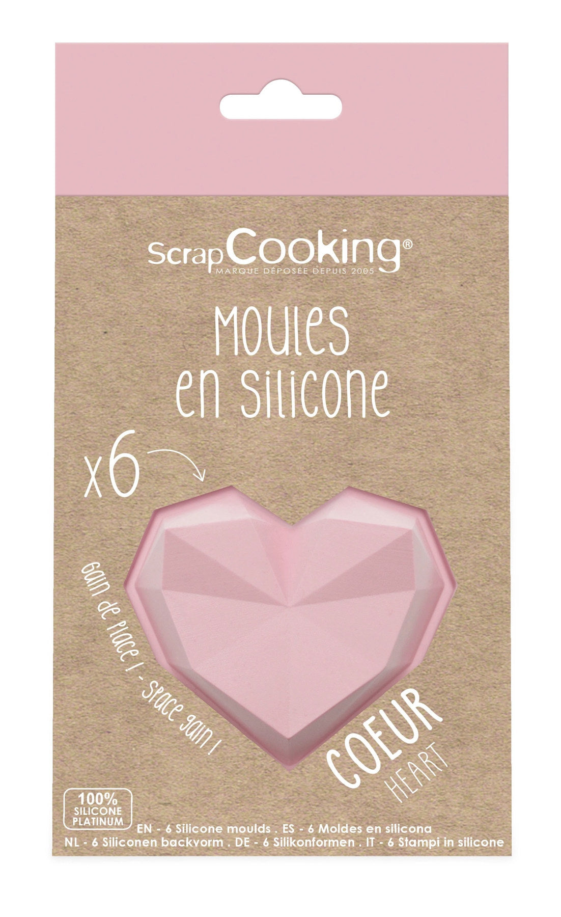 6er Set Silikonform Diamantherzen in Pink präsentiert im Onlineshop von KAQTU Design AG. Backform / Backblech ist von Scrap Cooking