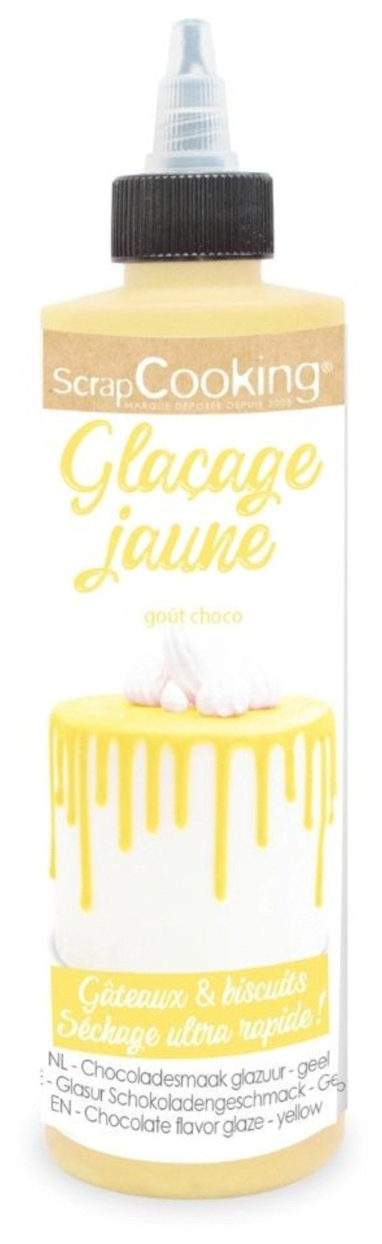 Schokoladengeschmacksglasur Drip Cake, gelb 130g in Gelb präsentiert im Onlineshop von KAQTU Design AG. Zutaten ist von Scrap Cooking