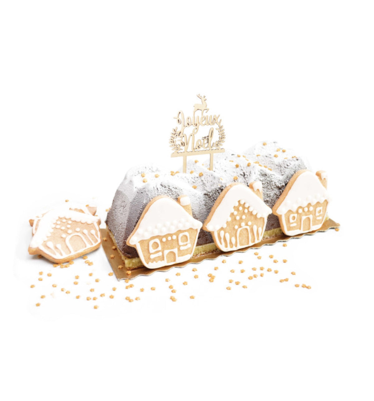 Cake Topper aus Holz Joyeux Noël in Braun präsentiert im Onlineshop von KAQTU Design AG. Backutensilien ist von Scrap Cooking