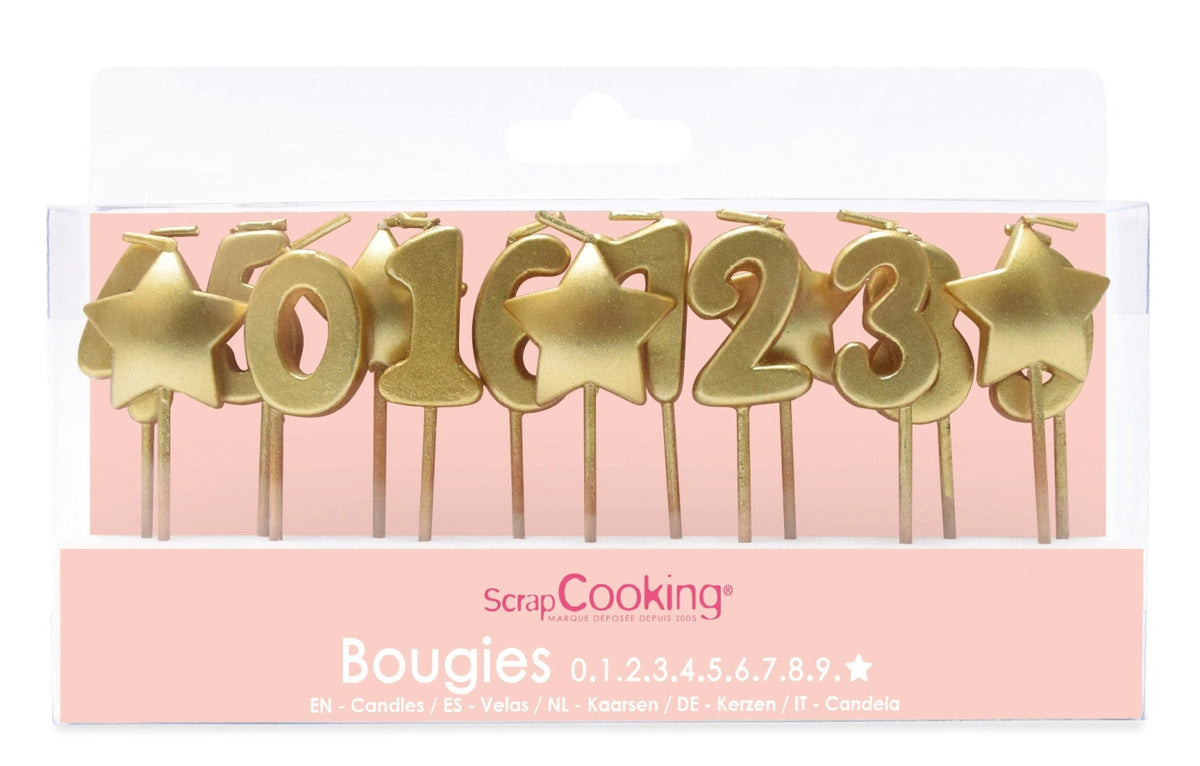 15-tlg. Set goldene Kerzen 123 Stern in Gold präsentiert im Onlineshop von KAQTU Design AG. Kerzen ist von Scrap Cooking