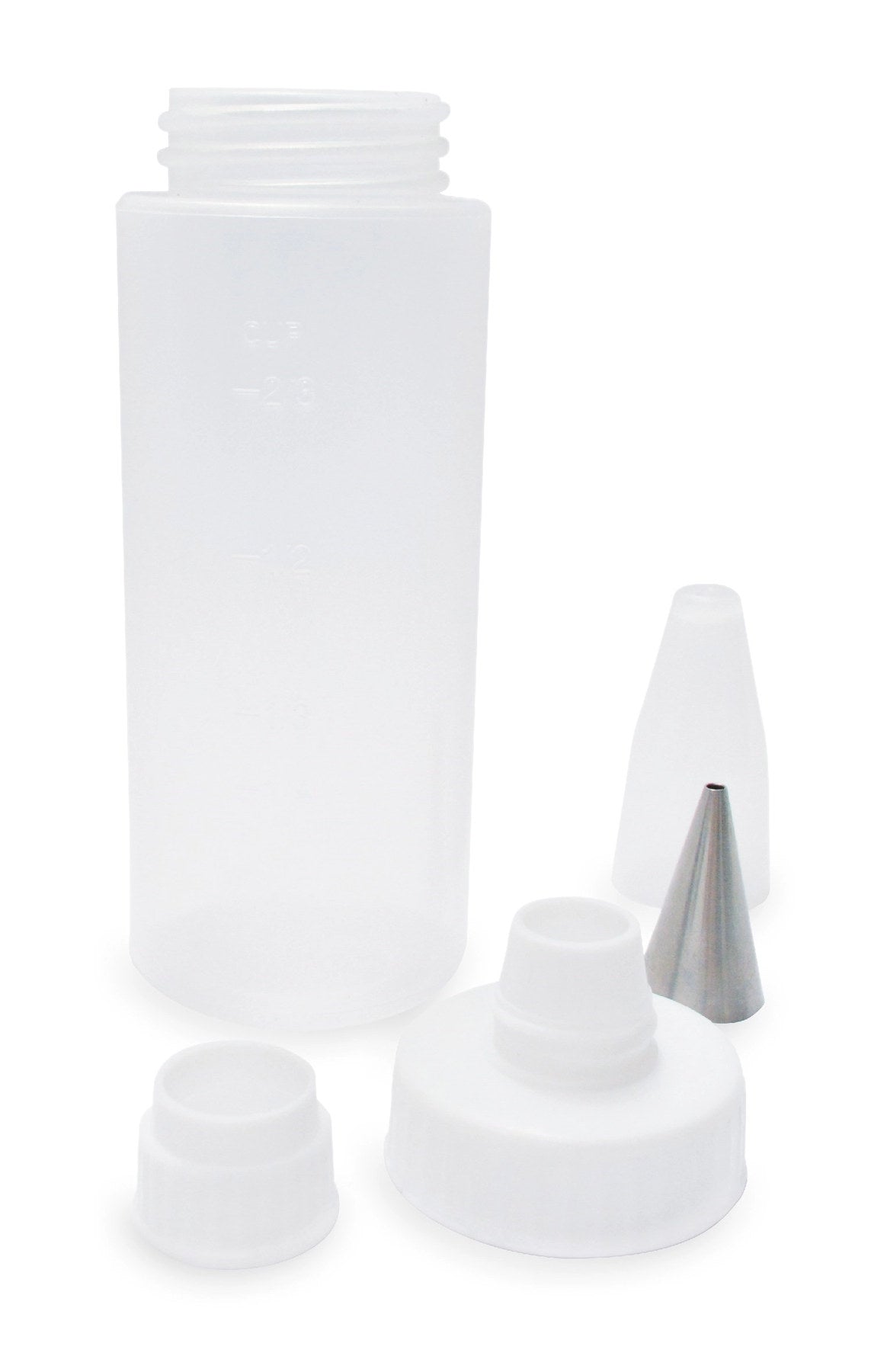 2er Set Quetschflaschen mit 2 Spritztüllen für Zuckerguss in Transparent präsentiert im Onlineshop von KAQTU Design AG. Backutensilien ist von Scrap Cooking