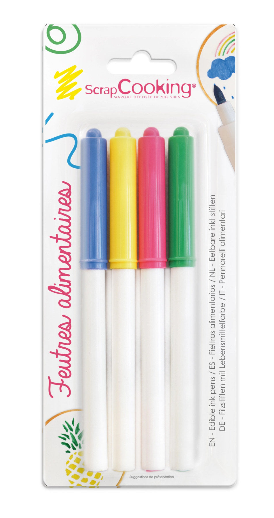 4 Lebensmittelstifte blau, gelb, pink, grün in Mehrfarbig präsentiert im Onlineshop von KAQTU Design AG. Zutaten ist von Scrap Cooking