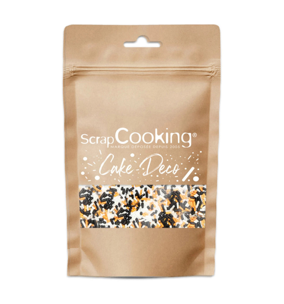 Deko Zucker orange schwarz weissen Non-Pareilles 80g in Mehrfarbig präsentiert im Onlineshop von KAQTU Design AG. Zutaten ist von Scrap Cooking