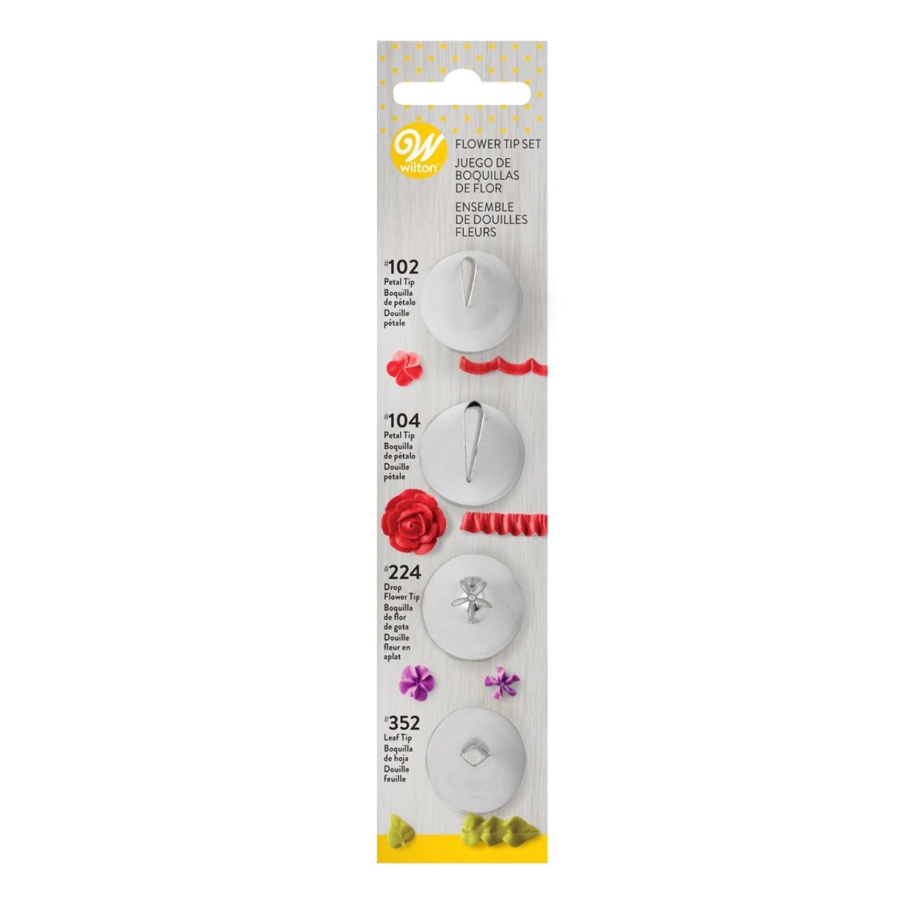 4er Set Spritztüllen Blumen und Blätter Nr102/104/224/352 in Weiss präsentiert im Onlineshop von KAQTU Design AG. Backutensilien ist von Wilton