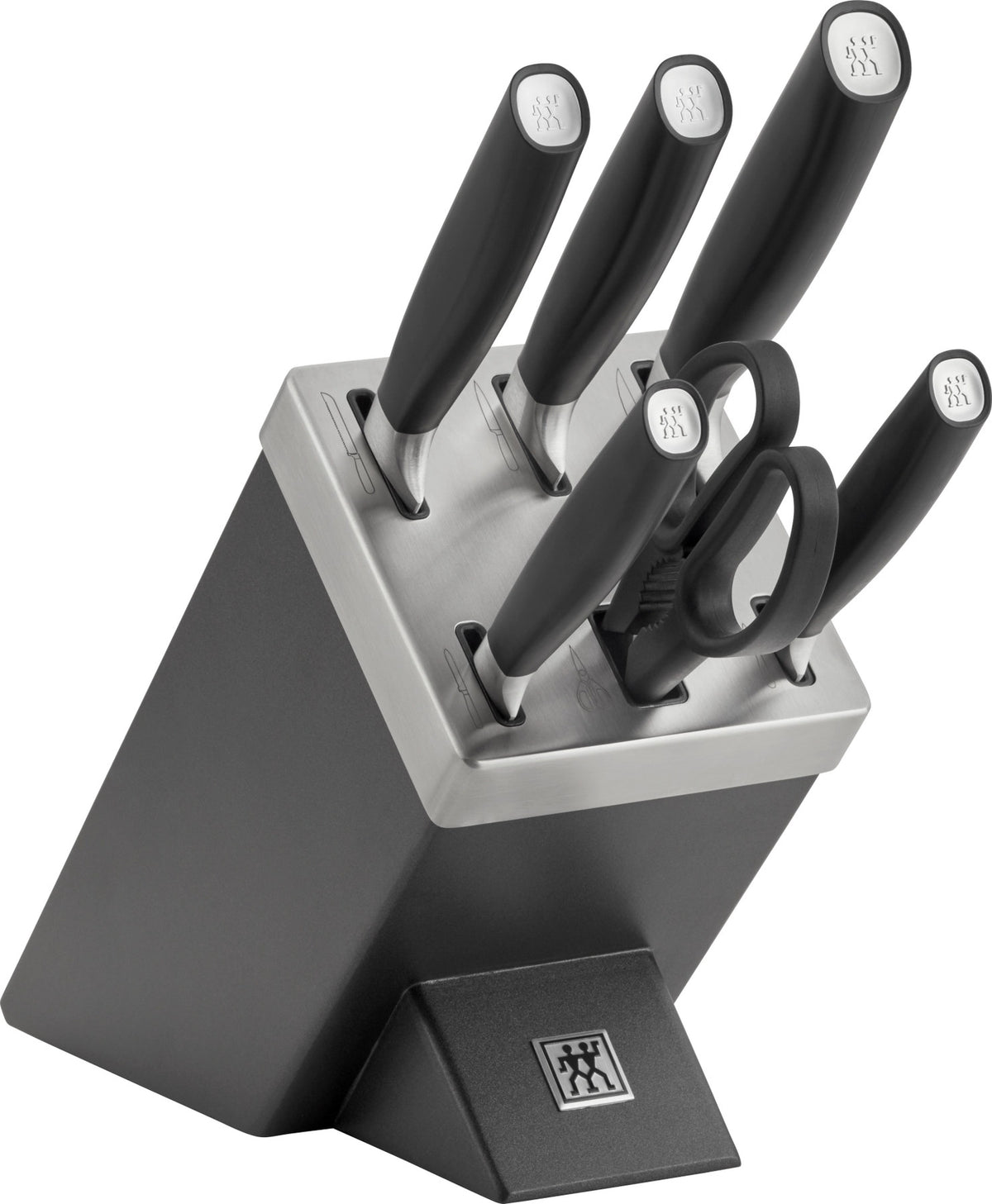 All Star selbstschärfender Messerblock, 7-tlg., chrom-silber in Schwarz präsentiert im Onlineshop von KAQTU Design AG. Messerblock ist von Zwilling Kitchen