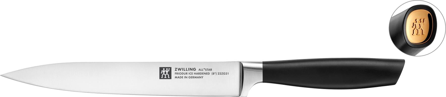 All Star Tranchiermesser 200, gold-poliert in Gold präsentiert im Onlineshop von KAQTU Design AG. Küchenmesser ist von Zwilling