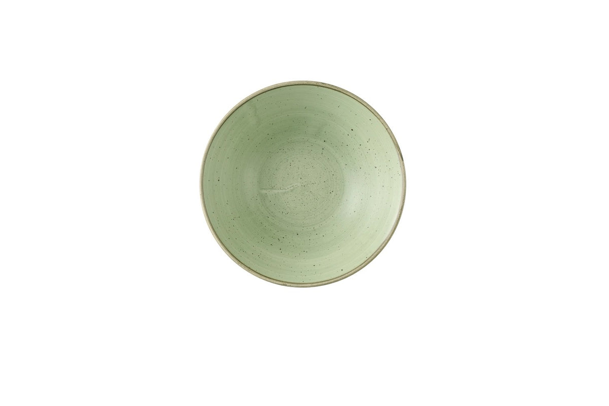 Tiefe grüne Schüssel aus der Stonecast Kollektion von Churchill mit rustikaler, handbemalter Oberfläche, Grösse 22.2 x 22.2 x 6.5 cm.