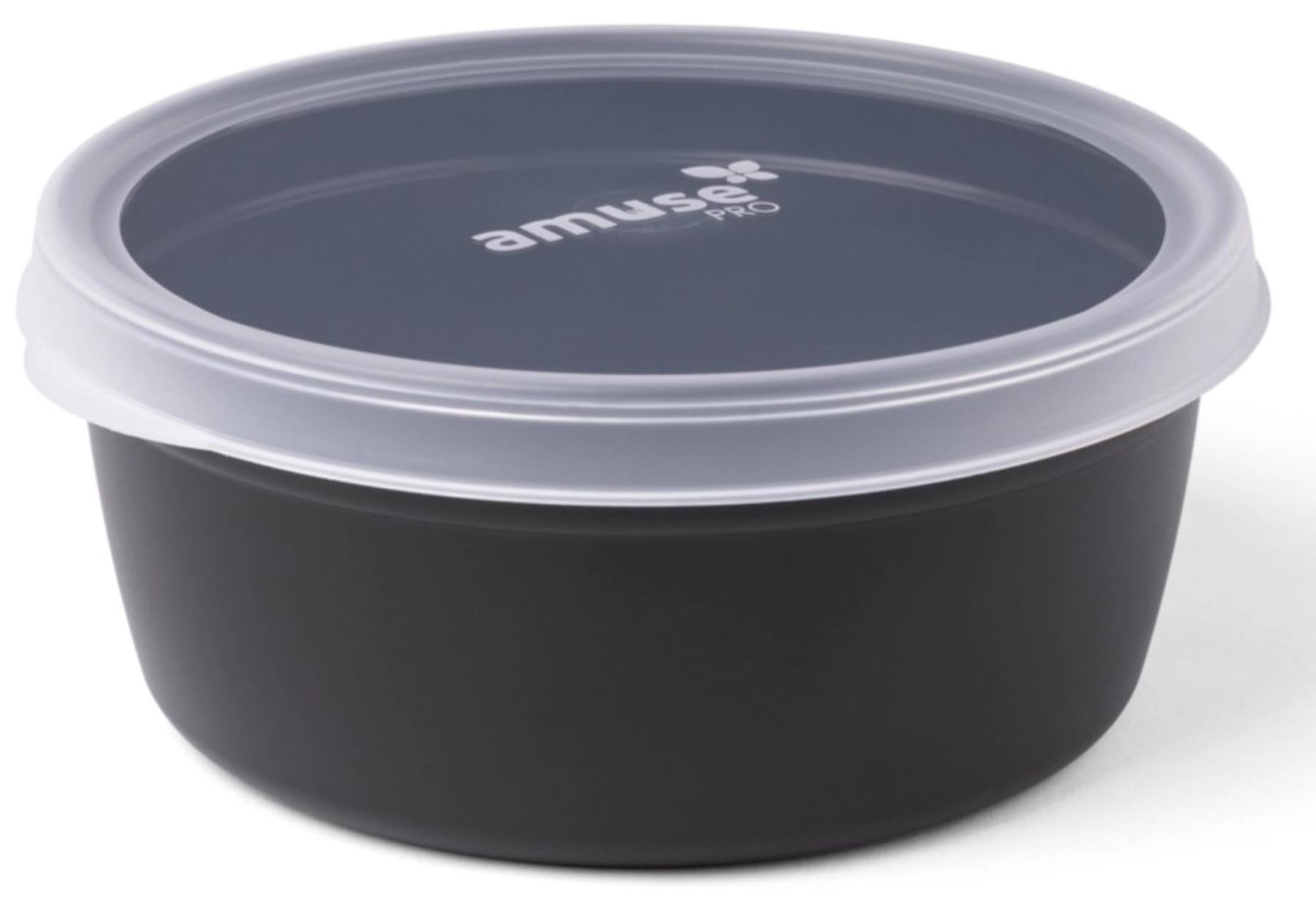 Transparenter Deckel für die runde Mehrwegschale von Amuse, passend für 750ml und 1200ml, ideal für Lunchboxen und Snacks.