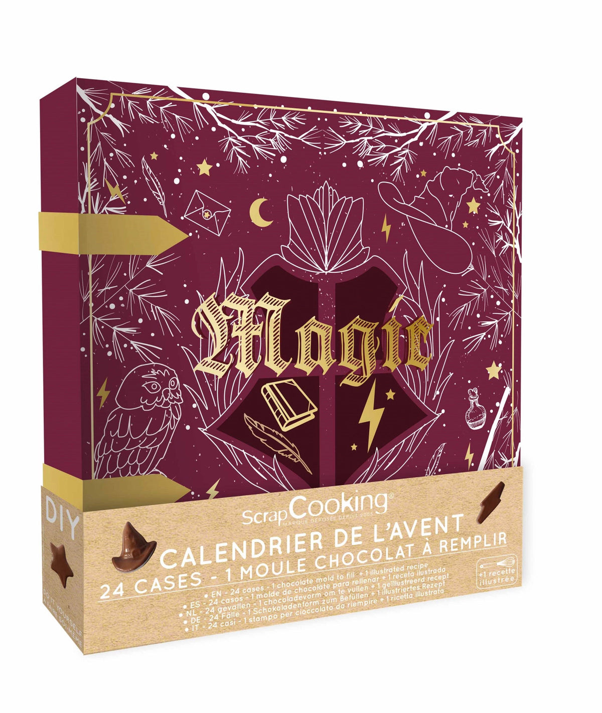 Adventskalender mit Schokogiessformen Zauberer in Violett präsentiert im Onlineshop von KAQTU Design AG. Backutensilien ist von Scrap Cooking