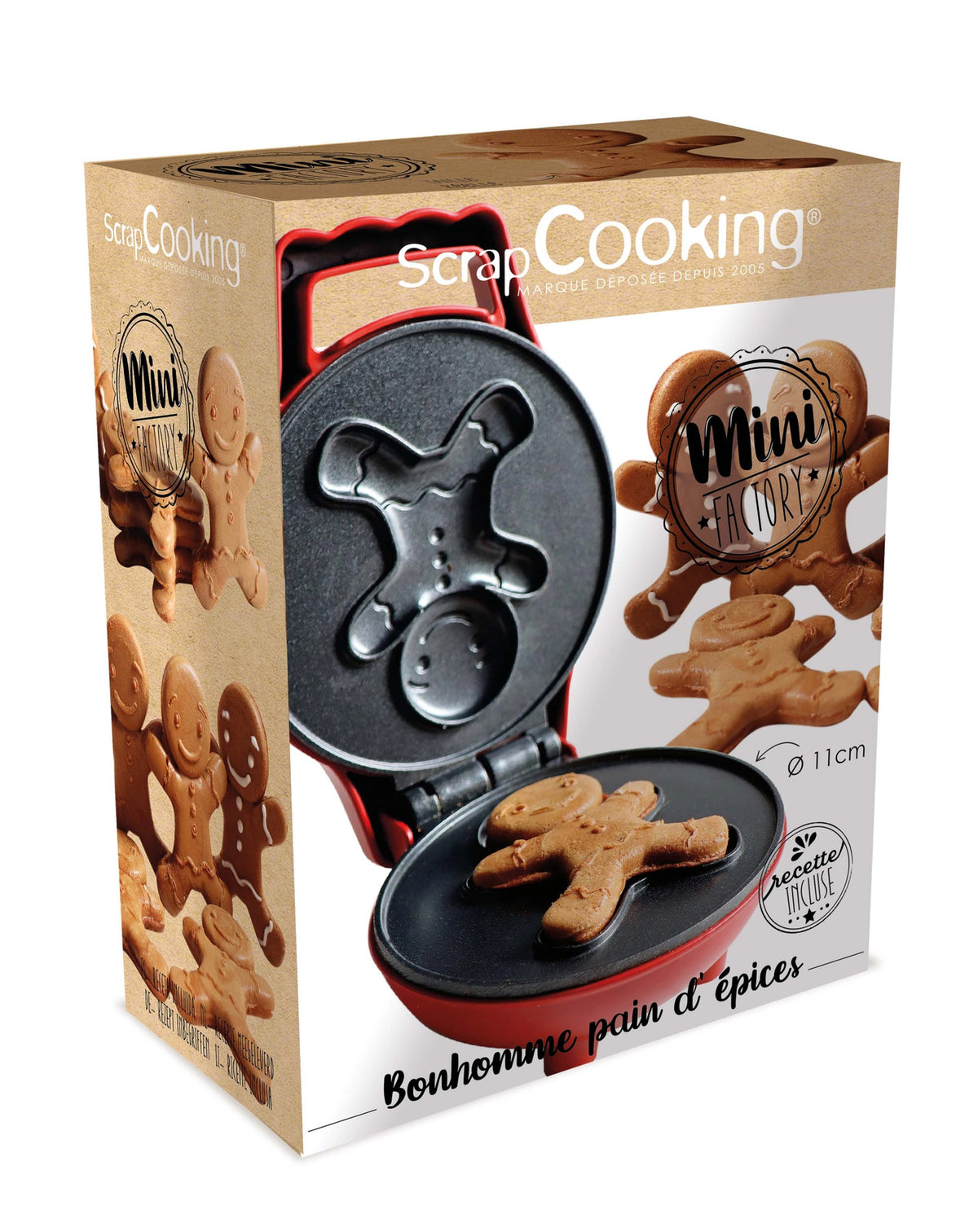 Waffeleisen Mini Factory Lebkuchenmann in Rot präsentiert im Onlineshop von KAQTU Design AG. Küchengerät ist von Scrap Cooking