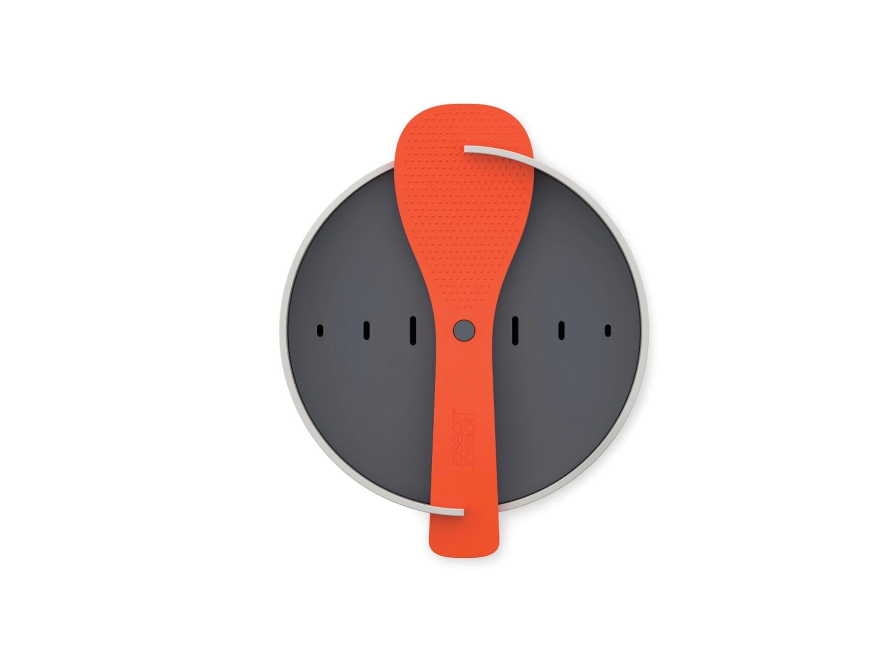 Stylischer M-Cuisine Reiskocher in Grau und Orange von Joseph Joseph, ideal für die mühelose Zubereitung von Reis und köstlichen Beilagen.