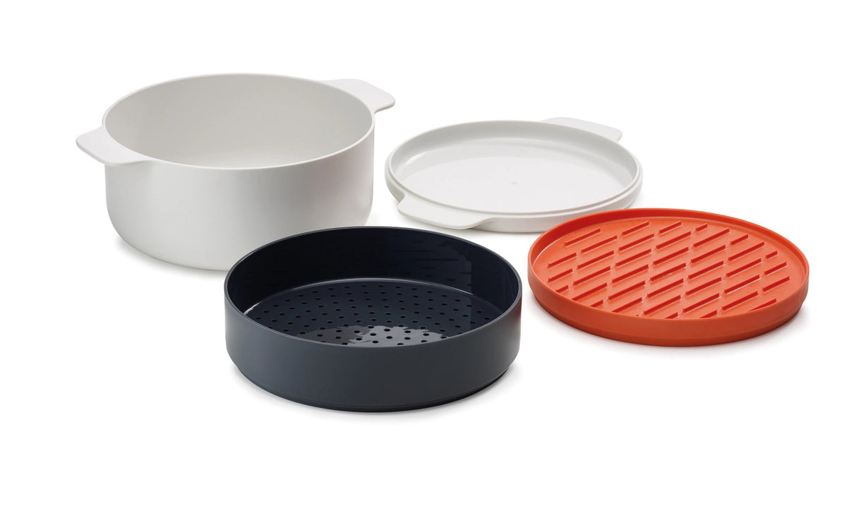 4er Set M-Cuisine Mikrowellenkocher grau orange in Mehrfarbig präsentiert im Onlineshop von KAQTU Design AG. Küchenhelfer ist von Joseph Joseph