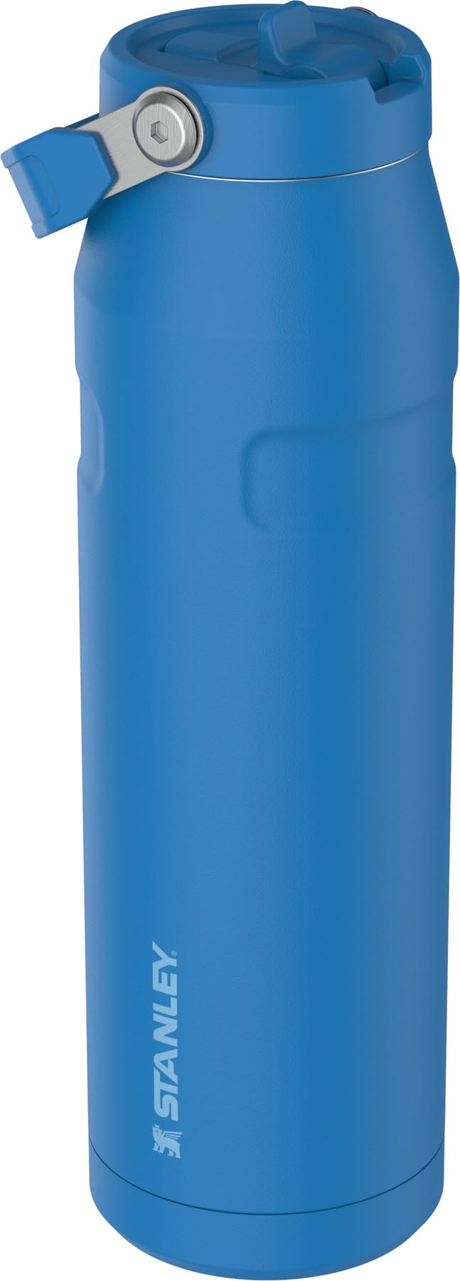 Stylische Stanley Thermosflasche IceFlow mit Flip Straw in leuchtendem Azure, 1.06l, perfekt für unterwegs und erfrischende Durstlöscher.