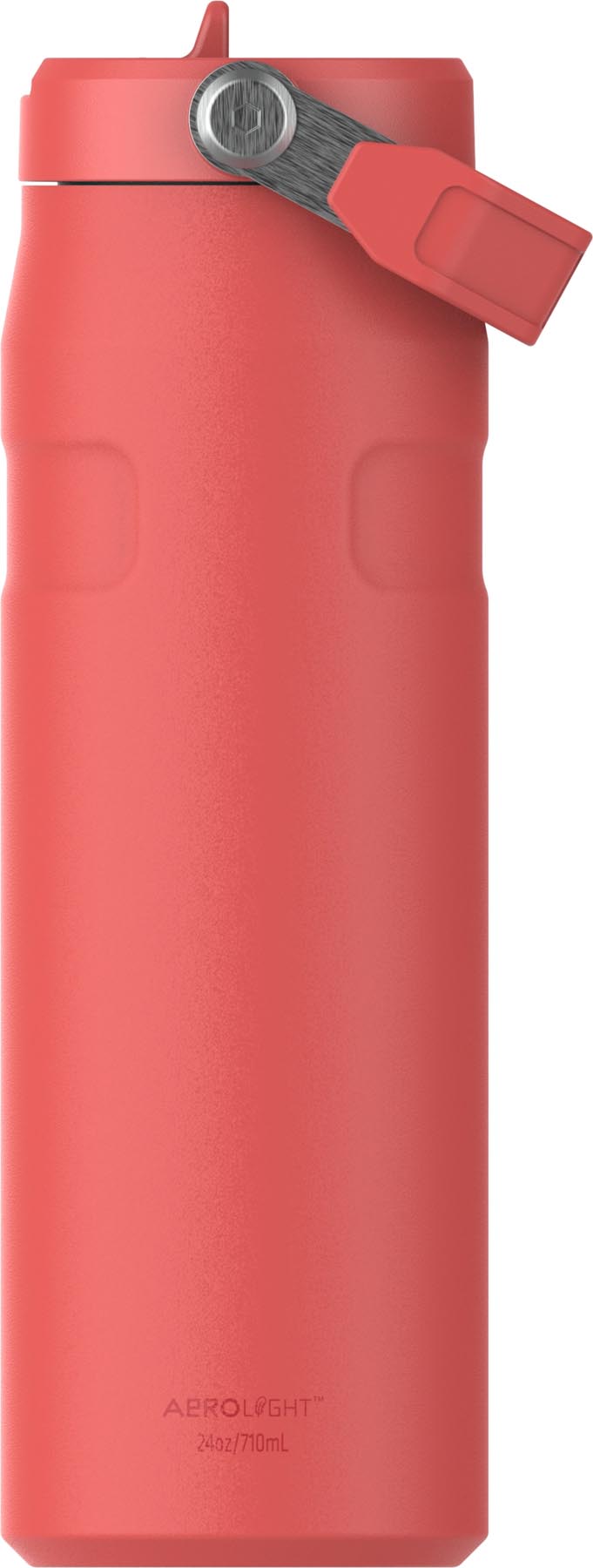 Moderne Stanley Thermosflasche in Hot Coral, 0.7l, mit praktischem Flip Straw, perfekt für kalte Getränke und aktive Lebensstile.