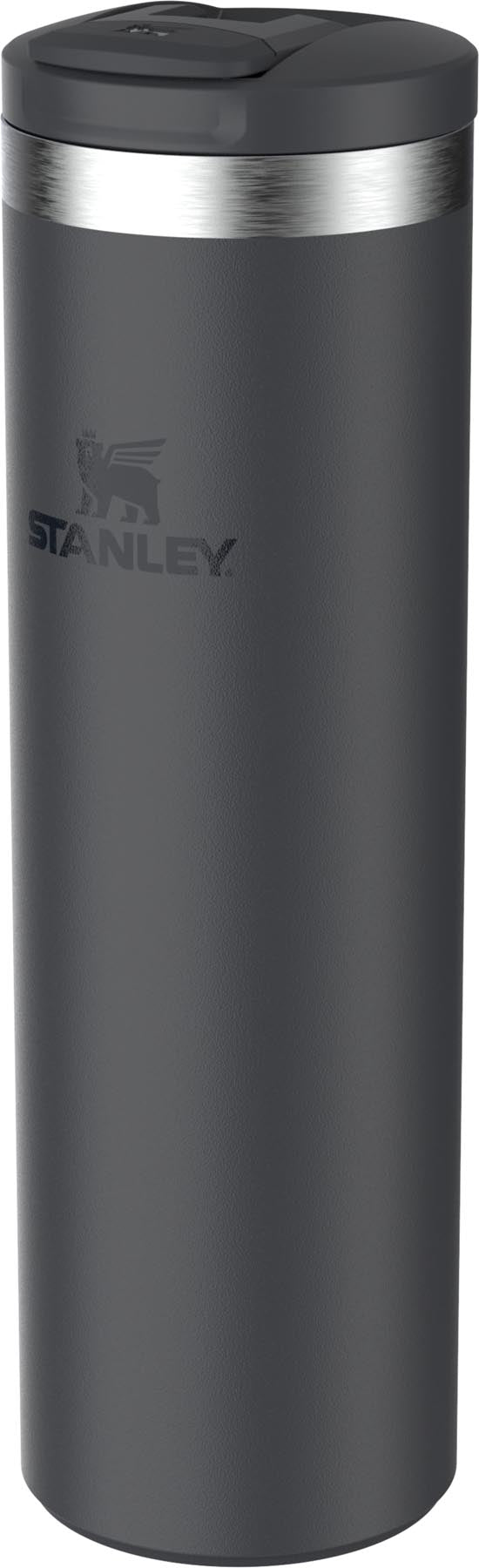 Schwarze AeroLight Transit Mug 0.6l von Stanley, ideal für unterwegs, mit modernem Design und praktischer Isolierung für heiße und kalte Getränke.