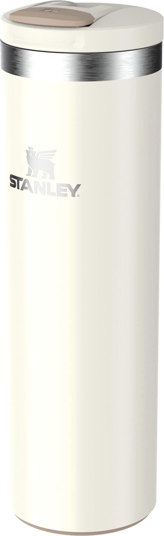 Elegante beige Thermosflasche AeroLight Transit Mug 0.6l von Stanley, ideal für unterwegs, mit glänzender Oberfläche und praktischem Design.