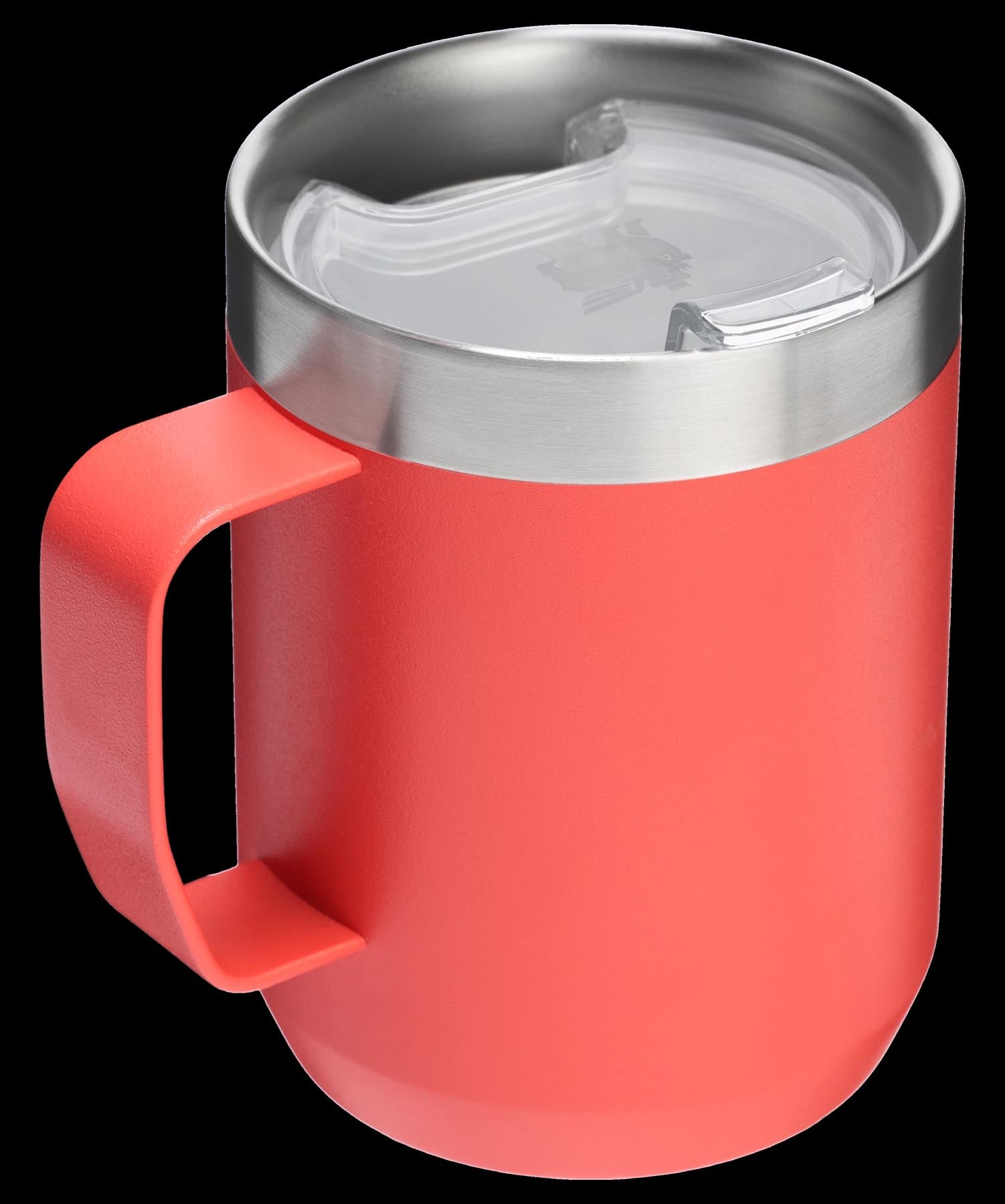 Stylischer Everyday Camp Mug in Hot Coral von Stanley, ideal für unterwegs. Perfekt für heiße Getränke und Outdoor-Abenteuer.