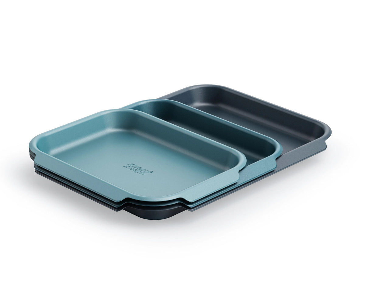 3er Set Nest Bake Backform 30x23 32.6x30 40.9x30 in Blau präsentiert im Onlineshop von KAQTU Design AG. Backform / Backblech ist von Joseph Joseph