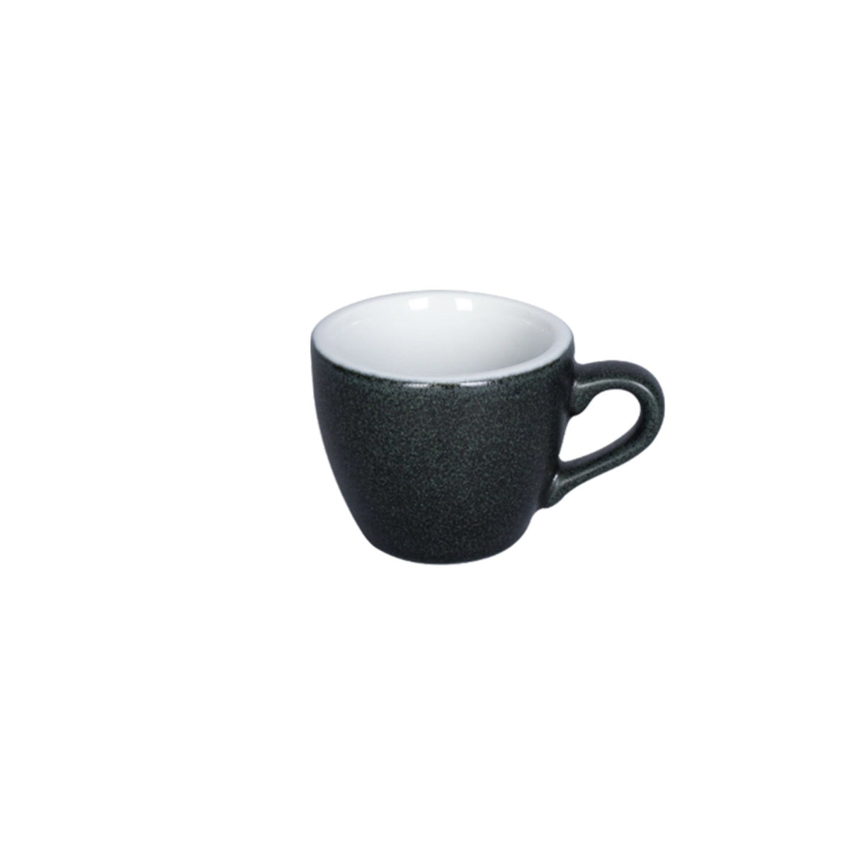 Espressotasse Egg 80ml in Anthrazit von Loveramics, matte Oberfläche, klassische Form, Frontalansicht auf weissem Hintergrund.