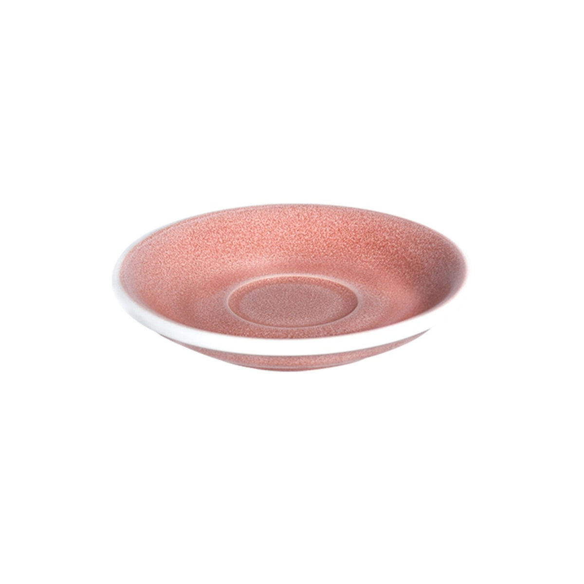 Runde Espresso-Untertasse in Zinnoberrot mit Durchmesser 11.5cm und einer Höhe von 2cm, Modell Egg von Loveramics, glatte Oberfläche.