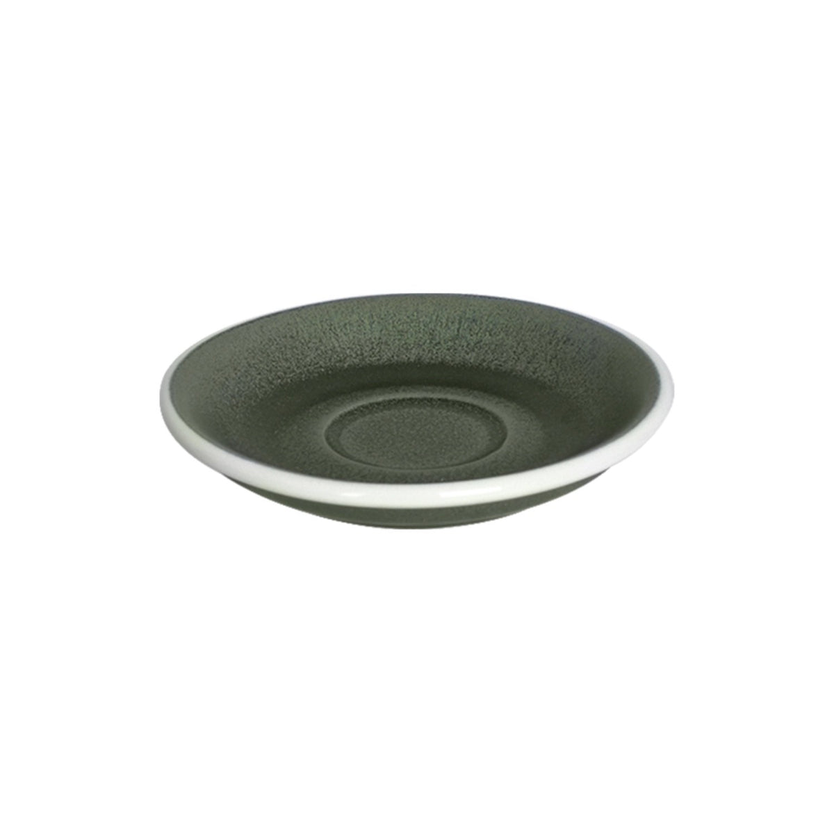 Runde Espresso-Untertasse in Waldgrün von Loveramics, Serie Egg, Durchmesser 11.5cm, Höhe 2cm, glatte Oberfläche, schlichte Form.