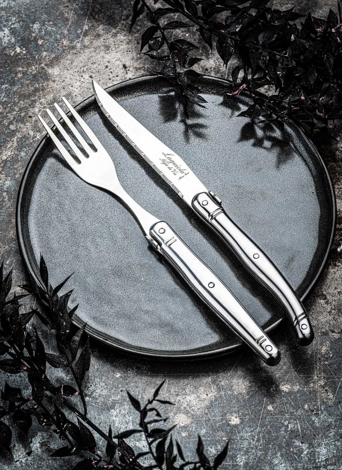 Laguiole Premium Line Steakmesser rostfreier Stahl 1.8mm in Silber präsentiert im Onlineshop von KAQTU Design AG. Küchenmesser ist von Laguiole Style de Vie
