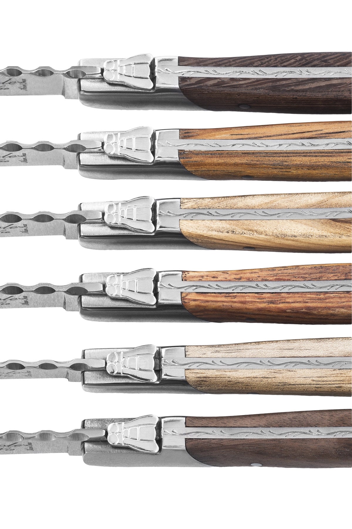 Laguiole Luxury Line Steakmesser Verschiedene Holzarten in Mehrfarbig präsentiert im Onlineshop von KAQTU Design AG. Küchenmesser ist von Laguiole Style de Vie