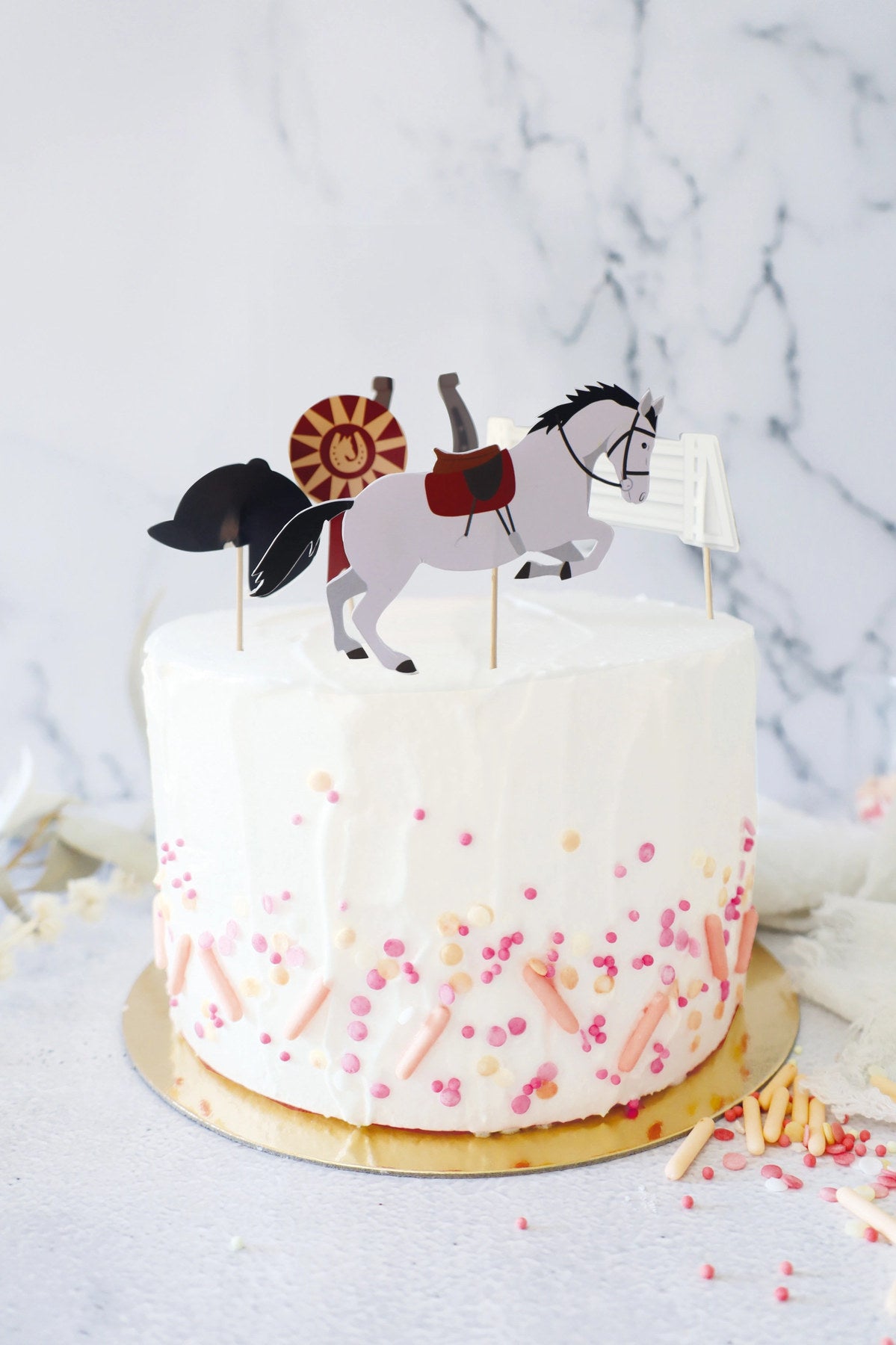 5er Set Kuchendekoration Reit Motive Papier in Mehrfarbig präsentiert im Onlineshop von KAQTU Design AG. Küchenhelfer ist von Scrap Cooking