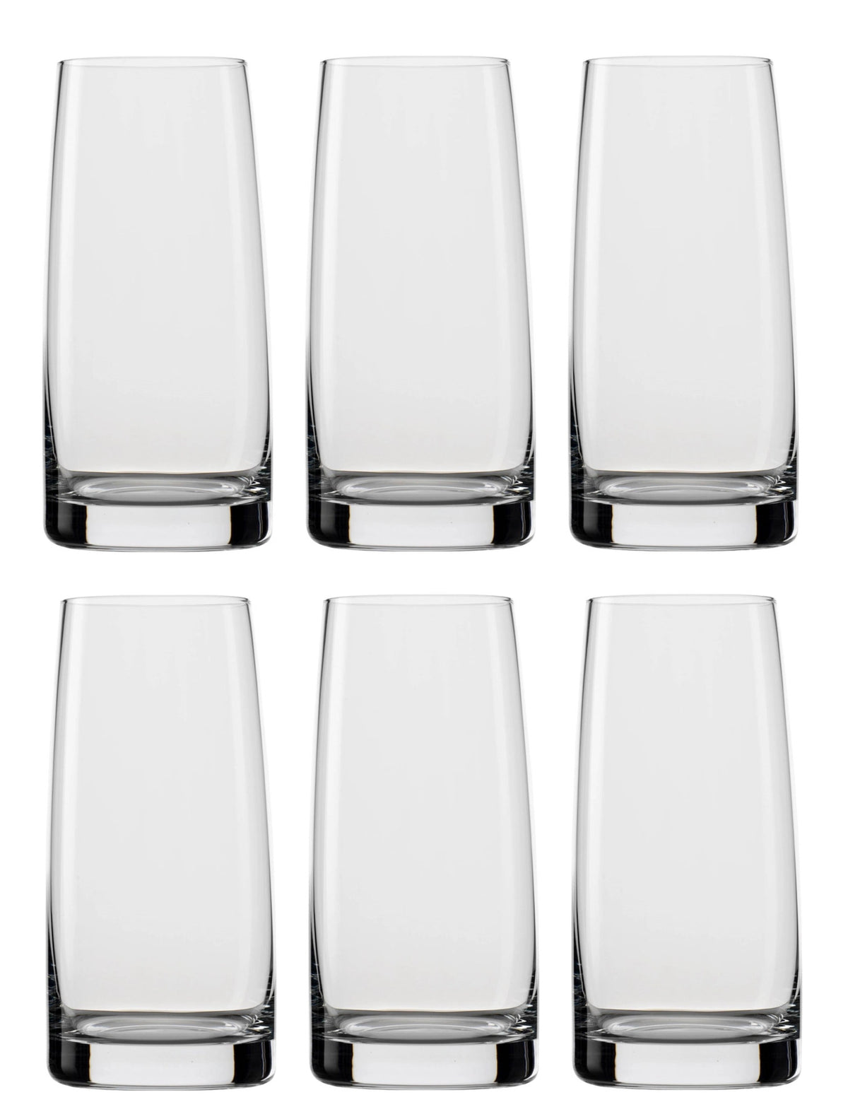 6er Set Stölzle Experience Highball Cocktailgläser aus transparentem Glas, zylindrische Form, Fassungsvermögen 36.1 cl, auf neutralem Hintergrund fotografiert.