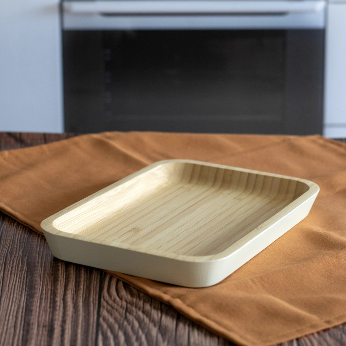 Serviertablett 22x15cm cream Bambus in Weiss präsentiert im Onlineshop von KAQTU Design AG. Tablett ist von Pebbly
