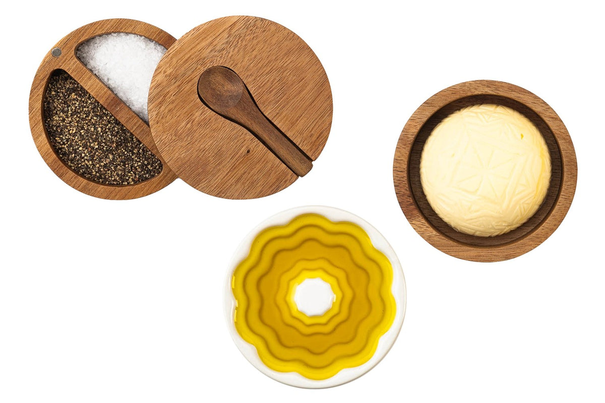 Weisse Keramikschale von Style de Vie in ovaler Form, 12x22x5.4 cm, für Olivenöl, Butter, Salz oder Pfeffer, stapelbar.