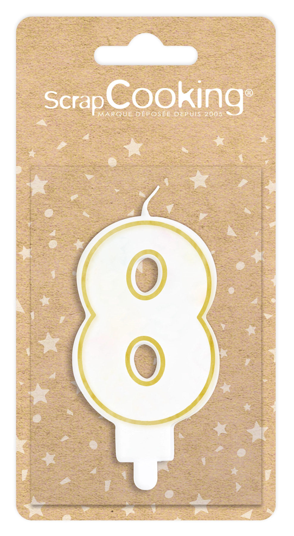 Kerze Nummer 8 weiss mit Goldrand 8cm in Gold präsentiert im Onlineshop von KAQTU Design AG. Kerzen ist von Scrap Cooking