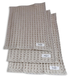 Set Big Waffle di 3 salviette 24x40 cm in cotone organico stone