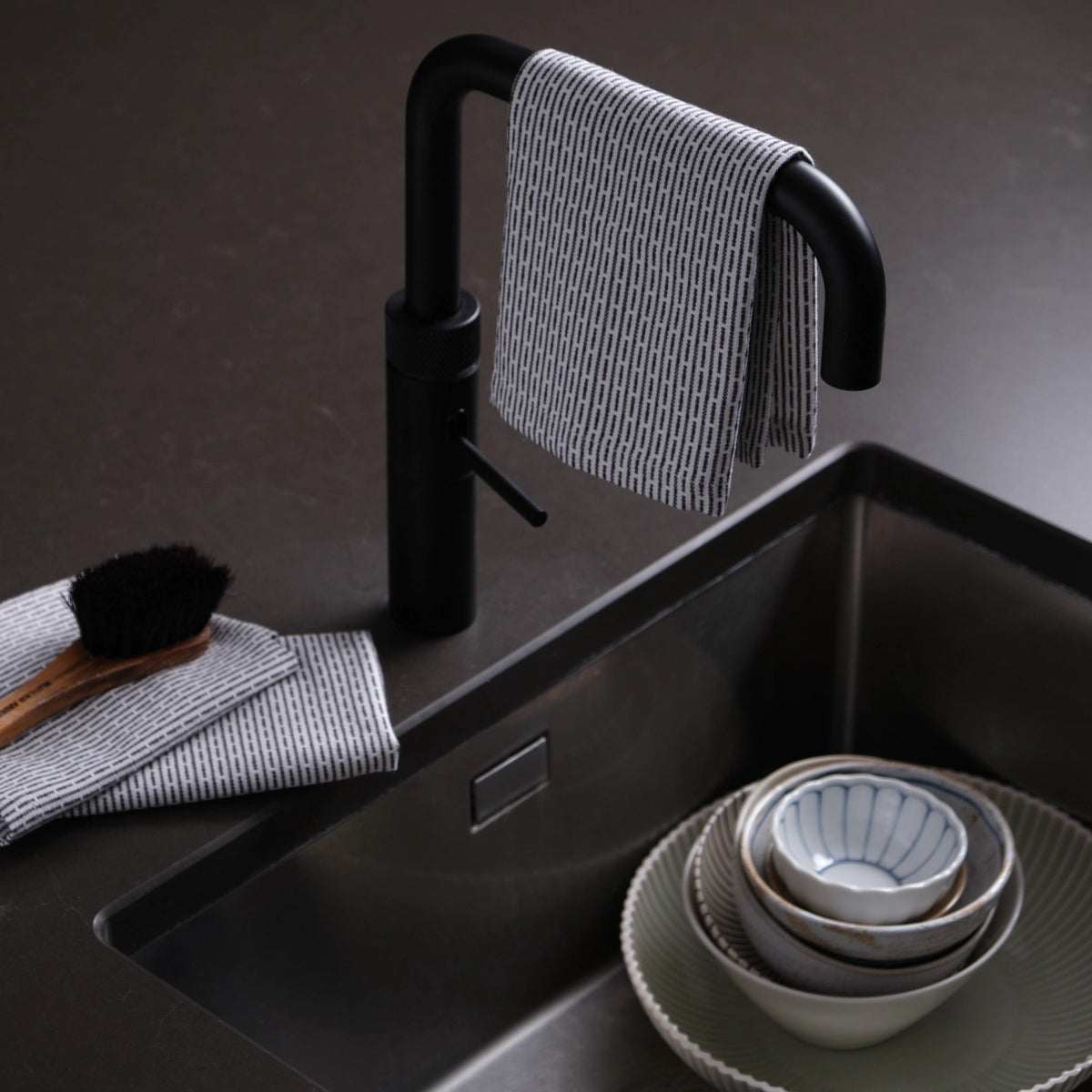 3er Set Spültuch 30x35cm morning grey Biobaumwolle in Grau präsentiert im Onlineshop von KAQTU Design AG. Küchentuch ist von The Organic Company