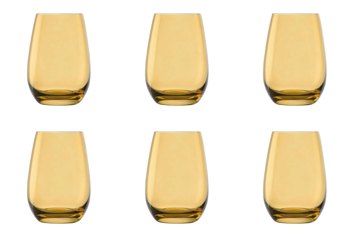 6er Set Longdrink Becher aus Glas in der Farbe Bernstein/Orange, Serie Elements von Stölzle, Fassungsvermögen 465ml, Cocktailglas-Form