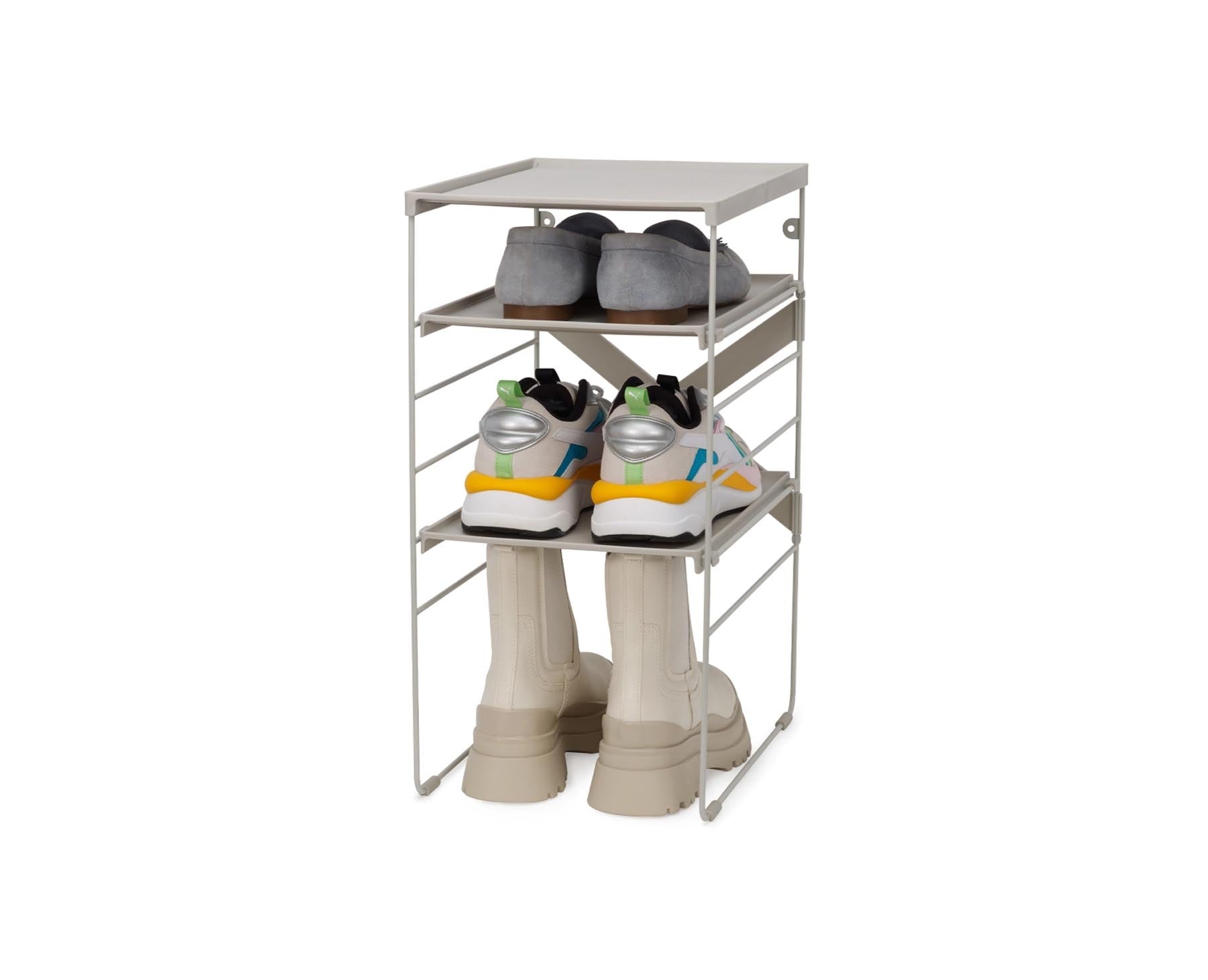 Zwei ecrufarbene Ersatztablare für das Schuhregal, ideal zur optimalen Organisation von Schuhen, stilvoll und funktional.