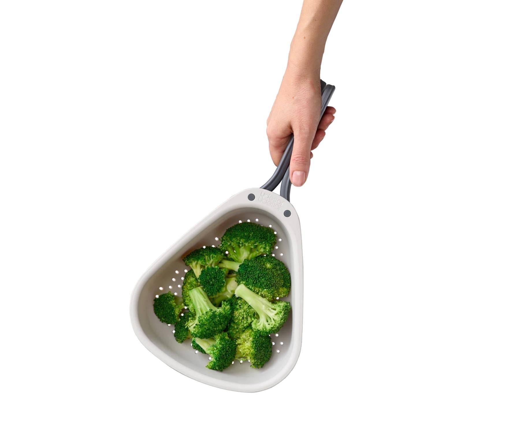 Faltbares Küchensieb in elegantem Stein-Grau, ideal zum Abtropfen und Sieben von Lebensmitteln. Praktisch und platzsparend für jede Küche.