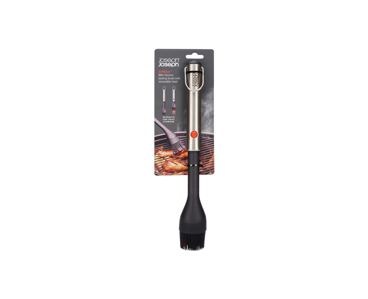 GrillOut BBQ Pinsel einziehbarer Kopf Silikon 34.9-27.5cm in Silber präsentiert im Onlineshop von KAQTU Design AG. Grillbesteck ist von Joseph Joseph