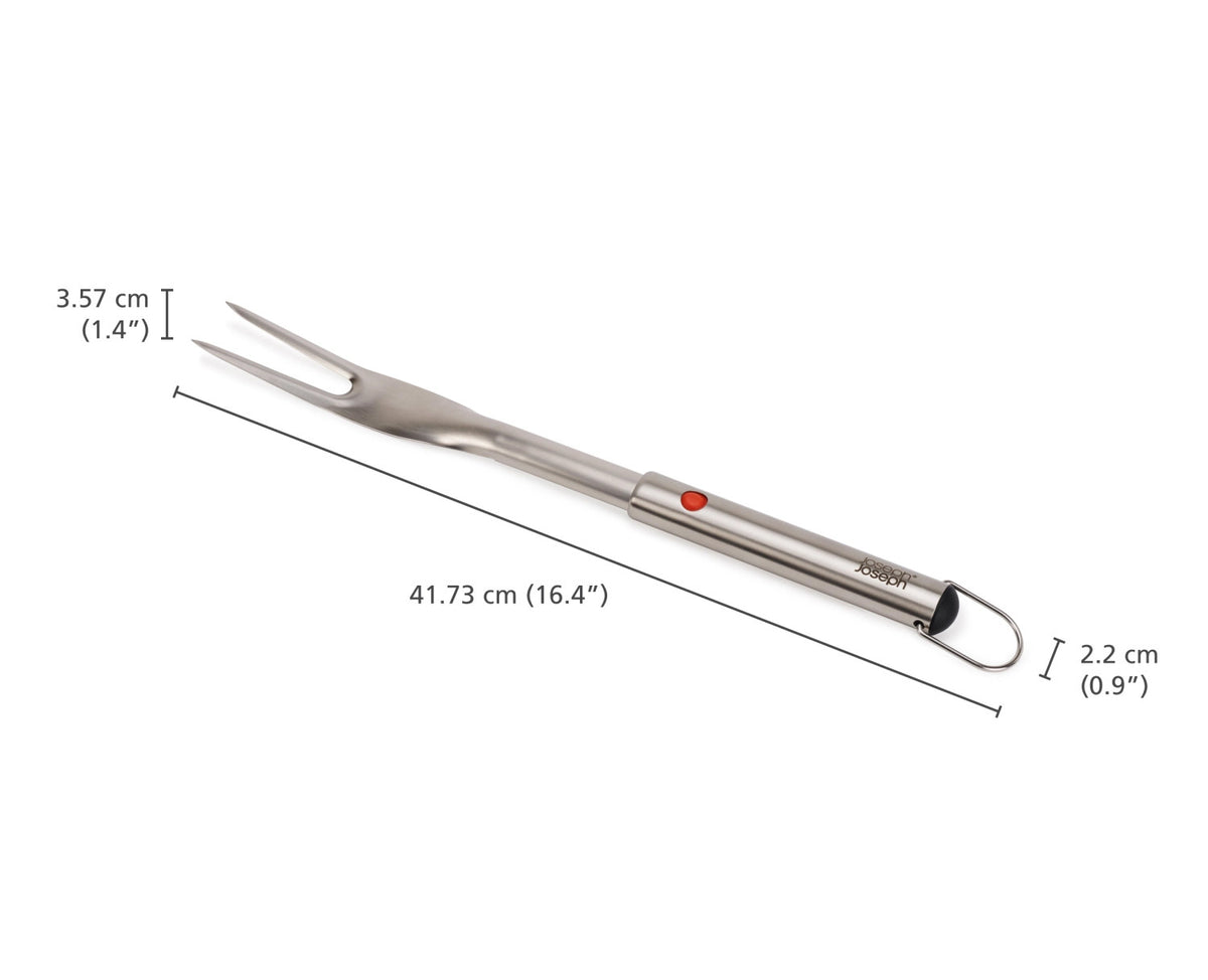 GrillOut BBQ Gabel einziehbarer Kopf  Edelstahl 41.7-35cm in Silber präsentiert im Onlineshop von KAQTU Design AG. Grillbesteck ist von Joseph Joseph