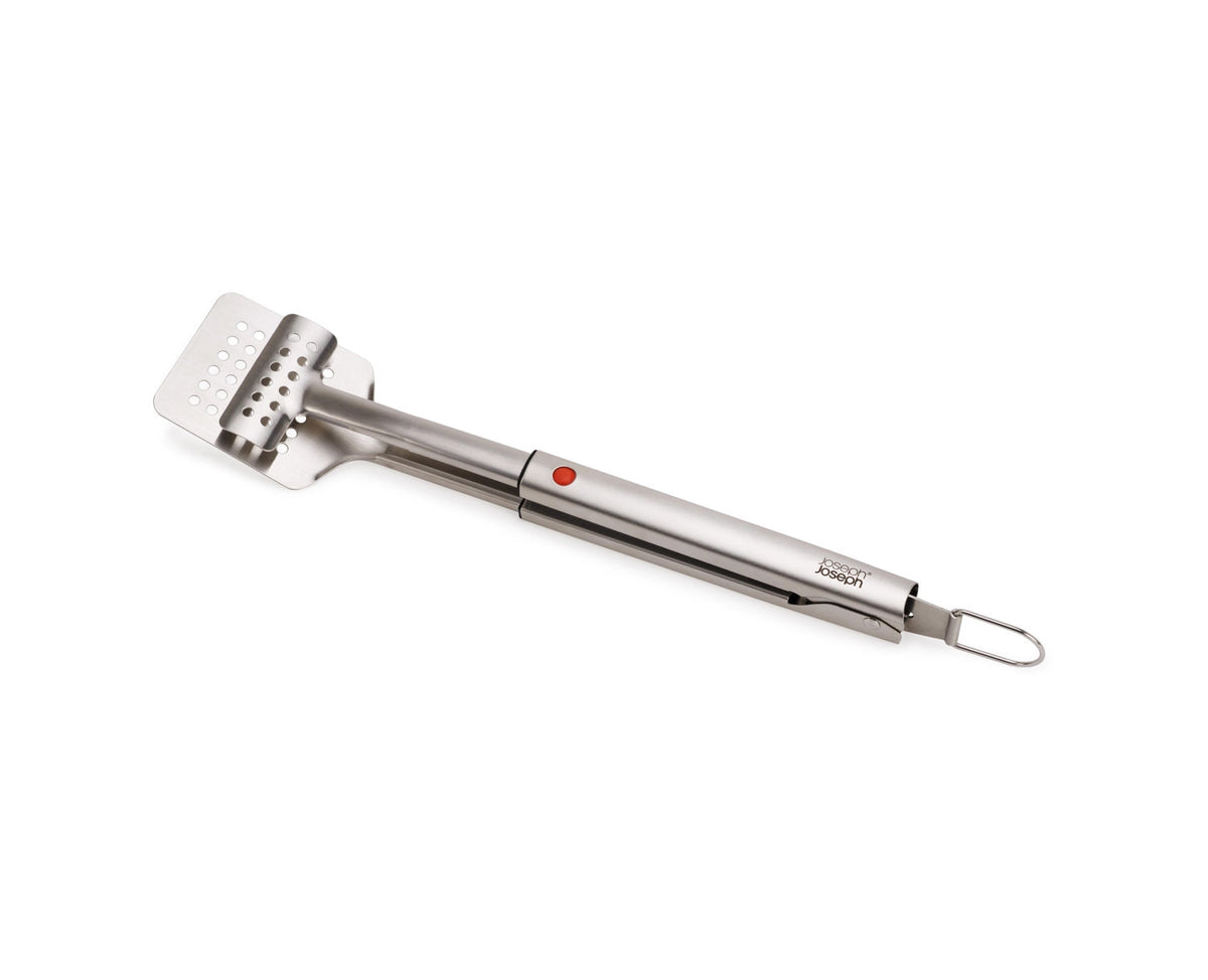 GrillOut BBQ Wender mit Zange einziehbarer Kopf 44.8x36cm in Silber präsentiert im Onlineshop von KAQTU Design AG. Grillbesteck ist von Joseph Joseph