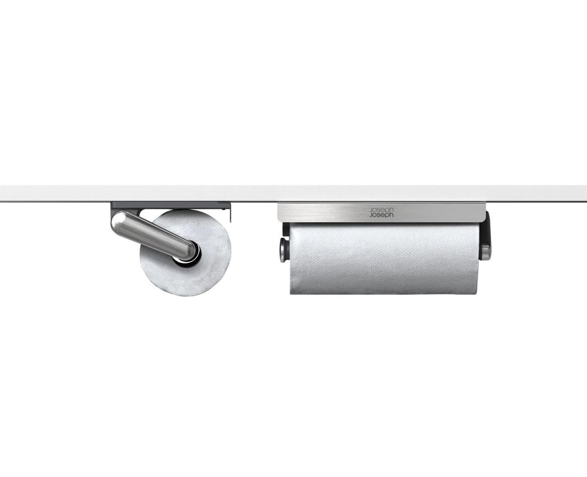 RollGrip Küchenrollenhalter für Unterablage ausziehbar in Schwarz präsentiert im Onlineshop von KAQTU Design AG. Papierrollenhalter ist von Joseph Joseph